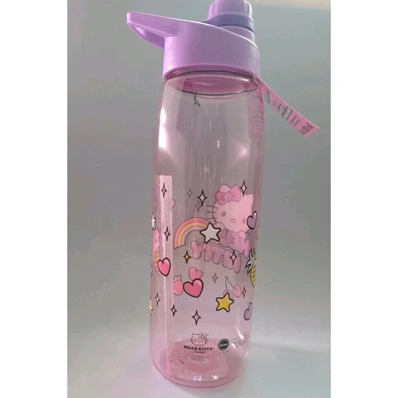 Hello Kitty Plastic Sports Bottle 28oz Hinged Handle Flip Lid New‎ Sanrio - Picture 3 of 8